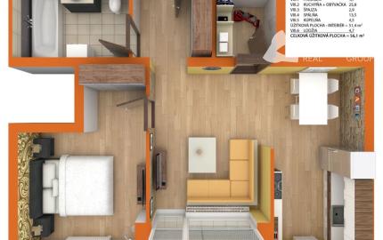 Skolaudované 3i byty v tehlovej novostavbe.