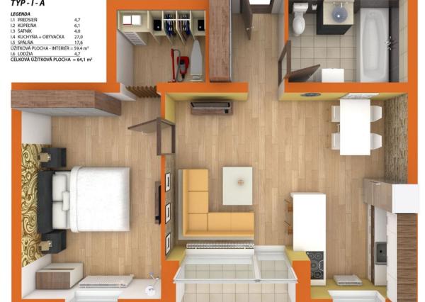 Skolaudované 3i byty v tehlovej novostavbe.