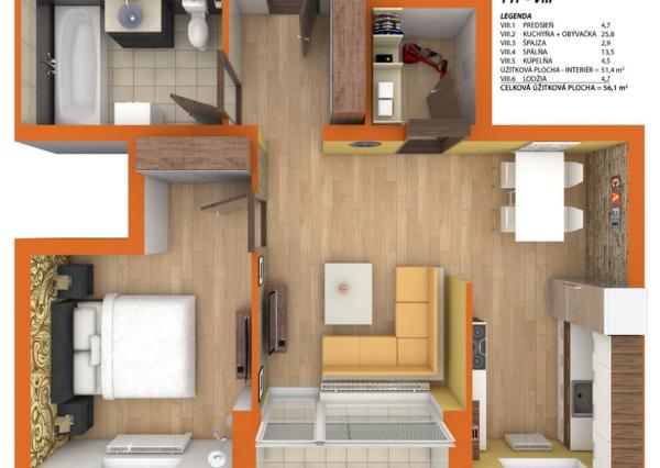 Skolaudované 3i byty v tehlovej novostavbe.