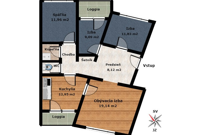 4-izbový byt s dvomi lodžiami po kvalitnej rekonštrukcii. - fotografia 39